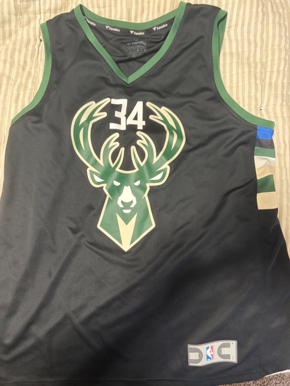 Milwaukee Bucks #34 Fanatics Black & Green Jersey